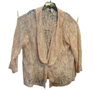 Cato Est 1946 Pink Floral Lace Shawl Jacket Size 22/24 Plus Size